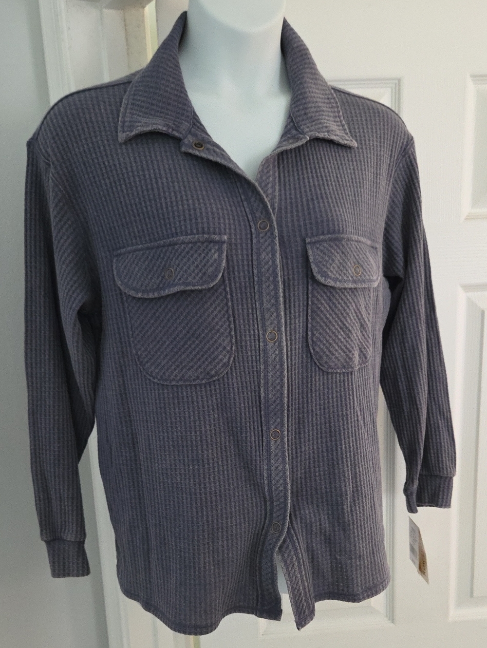 Rewind Heather Gray Ribbed Button-Front Cardigan Shirt